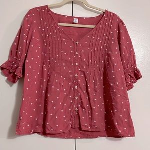 Medium Clay Pink Polka Dot Blouse